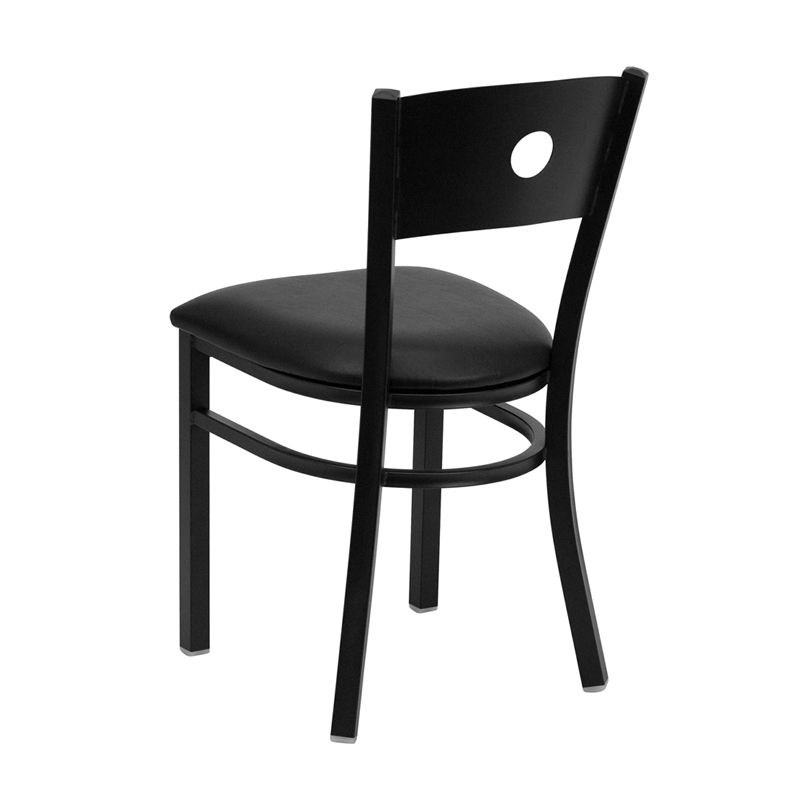Circle Back Metal Restaurant Chair - Black Vinyl Seat