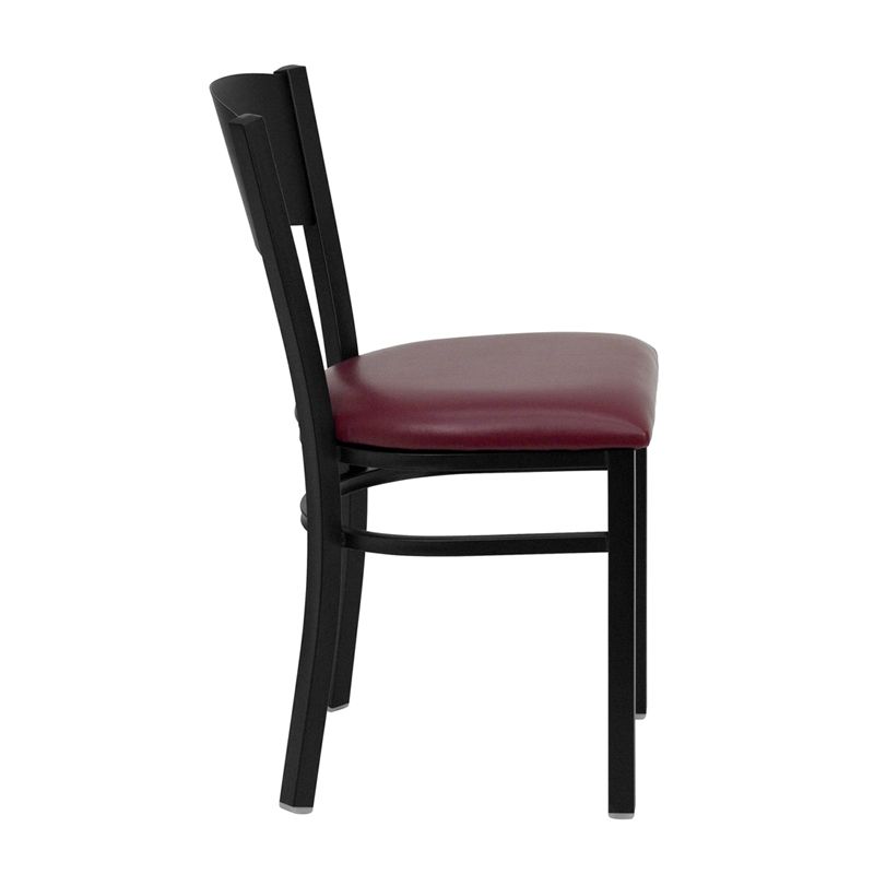 Circle Back Metal Restaurant Chair - Burgundy Vinyl Seat