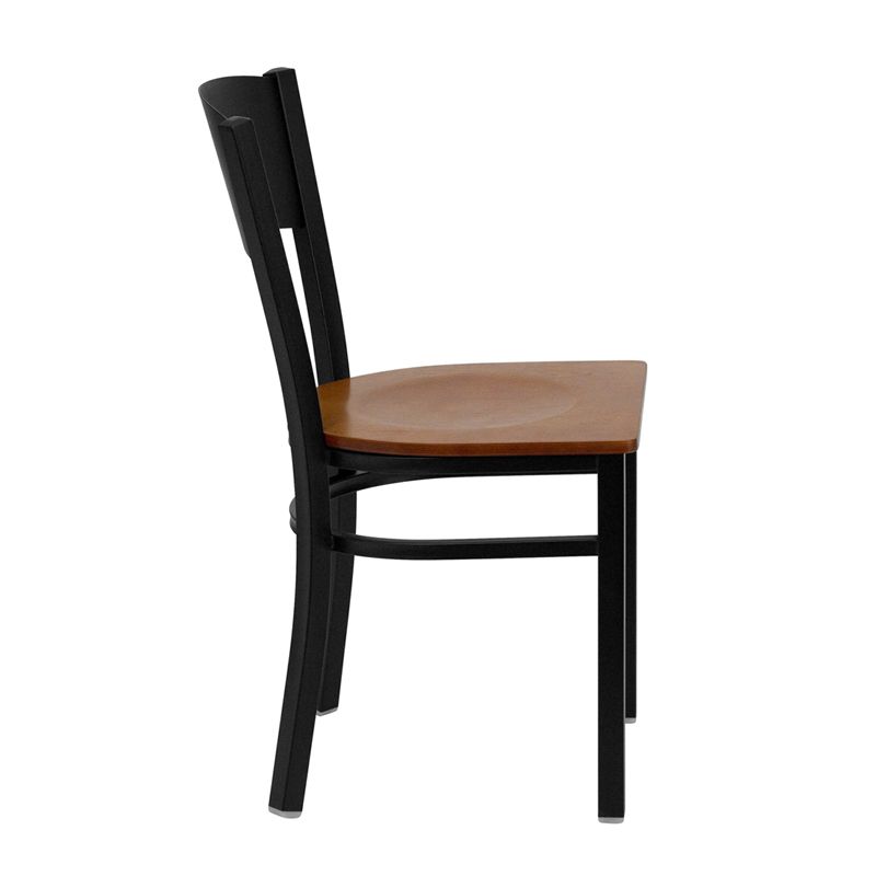 Circle Back Metal Restaurant Chair - Cherry Wood Seat