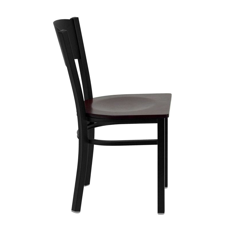 Circle Back Metal Restaurant Chair - Mahogany Wood Seat
