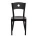 Circle Back Metal Restaurant Chair - Mahogany Wood Seat