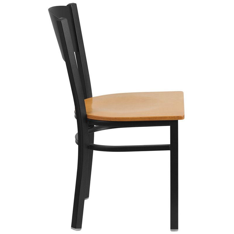 Circle Back Metal Restaurant Chair - Natural Wood Seat