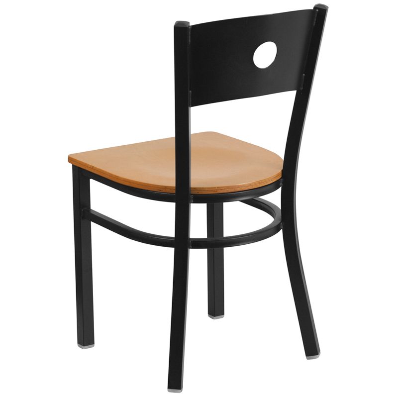 Circle Back Metal Restaurant Chair - Natural Wood Seat