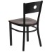 Circle Back Metal Restaurant Chair - Walnut Wood Seat