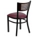 Back Metal Restaurant Chair - Walnut Wood Back, Burgundy Vinyl Seat