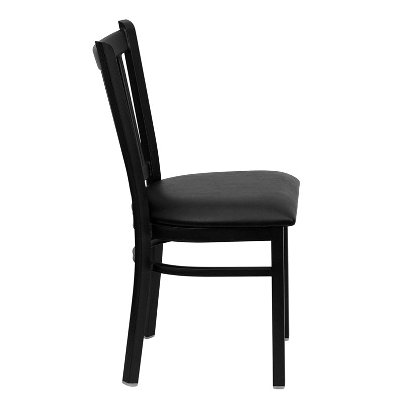 Back Metal Restaurant Chair - Black Vinyl Seat