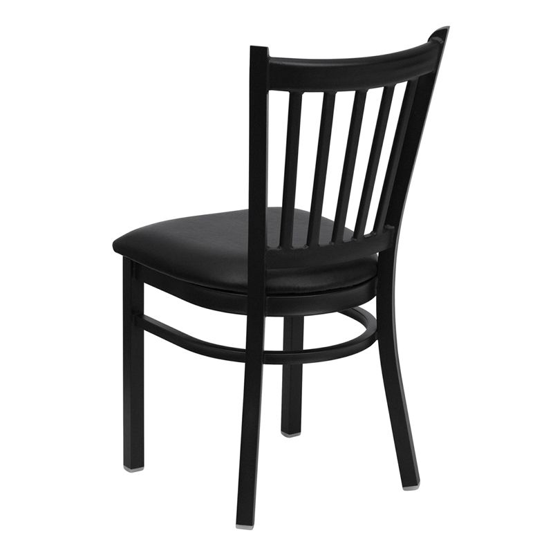 Back Metal Restaurant Chair - Black Vinyl Seat