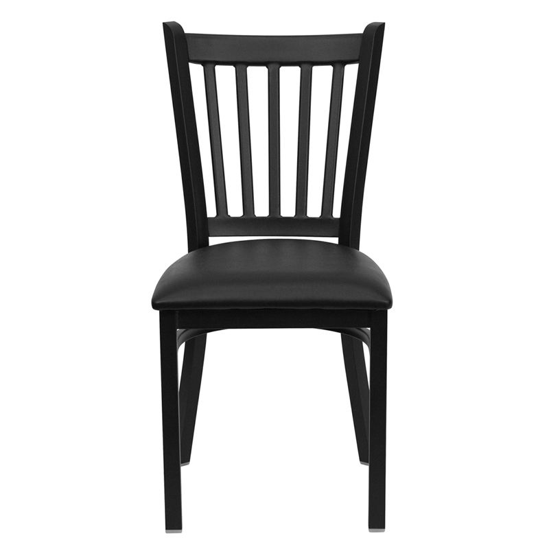 Back Metal Restaurant Chair - Black Vinyl Seat