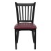 Black Vertical Back Metal Restaurant Chair - Burgundy Vinyl Seat