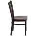Black Vertical Back Metal Restaurant Chair - Walnut Wood Seat