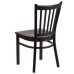 Black Vertical Back Metal Restaurant Chair - Walnut Wood Seat