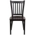 Black Vertical Back Metal Restaurant Chair - Walnut Wood Seat