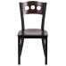Circle Back Metal Restaurant Chair - Walnut Wood Back & Seat