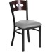 Circle Back Metal Restaurant Chair - Walnut Wood Back, Custom Upholstered Seat