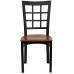 Black Window Back Metal Restaurant Chair - Cherry Wood Seat