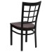 Black Window Back Metal Restaurant Chair - Mahogany Wood Seat