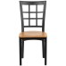Black Window Back Metal Restaurant Chair - Natural Wood Seat