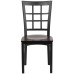 Black Window Back Metal Restaurant Chair - Walnut Wood Seat