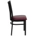Black School House Back Metal Restaurant Chair - Burgundy Vinyl Seat