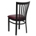 Black School House Back Metal Restaurant Chair - Burgundy Vinyl Seat