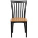 Black School House Back Metal Restaurant Chair - Natural Wood Seat