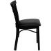 Black Three-Slat Ladder Back Metal Restaurant Chair - Black Vinyl Seat