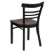 Black Three-Slat Ladder Back Metal Restaurant Chair - Mahogany Wood Seat