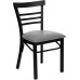 Black Three-Slat Ladder Back Metal Restaurant Chair - Custom Upholstered Seat