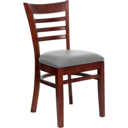 Ladder Back Mahogany Wood Restaurant Chair - Custom Upholstered Seat