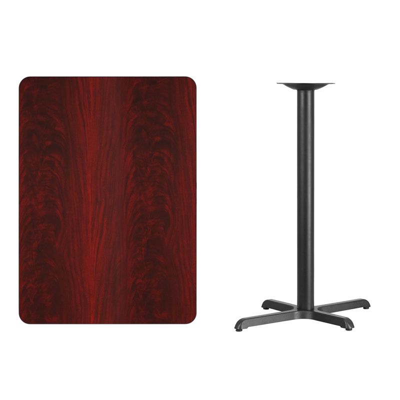 30'' x 42'' Rectangular Mahogany Laminate Table Top with 22'' x 30'' Bar Height Table Base