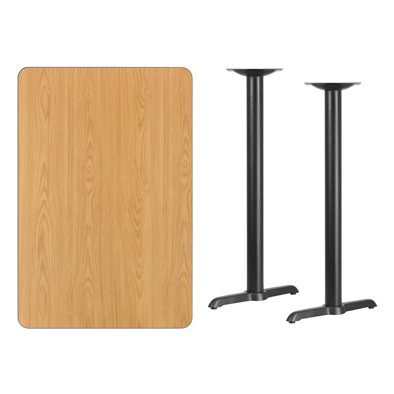 Rectangular Natural Laminate Table Top with 5'' x 22'' Bar Height Table Bases Rectangular Natural Laminate Table Top with 5'' x 22'' Bar Height Table Bases